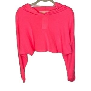 Planet Blu Hot Pink Crop Hoodie Sweatshirt